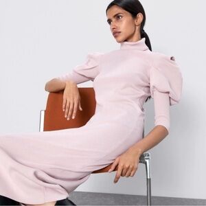 Zara KNIT DRESS WITH PUFF SLEEVES